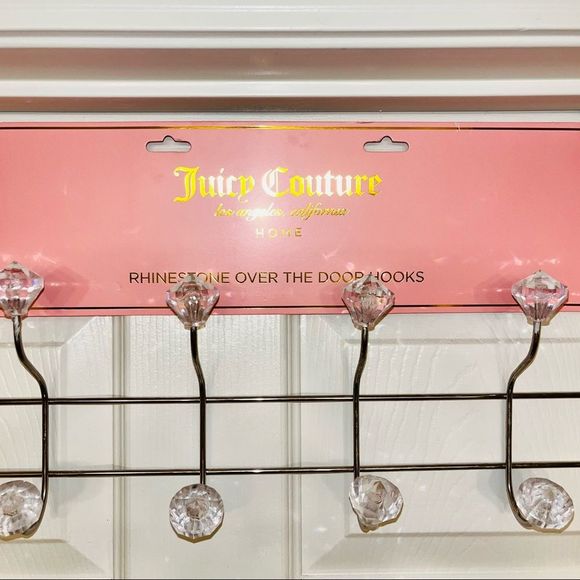 Juicy Couture Rhinestone over the Door Hooks Hanging Closet Organizer Silver - Picture 6 of 12